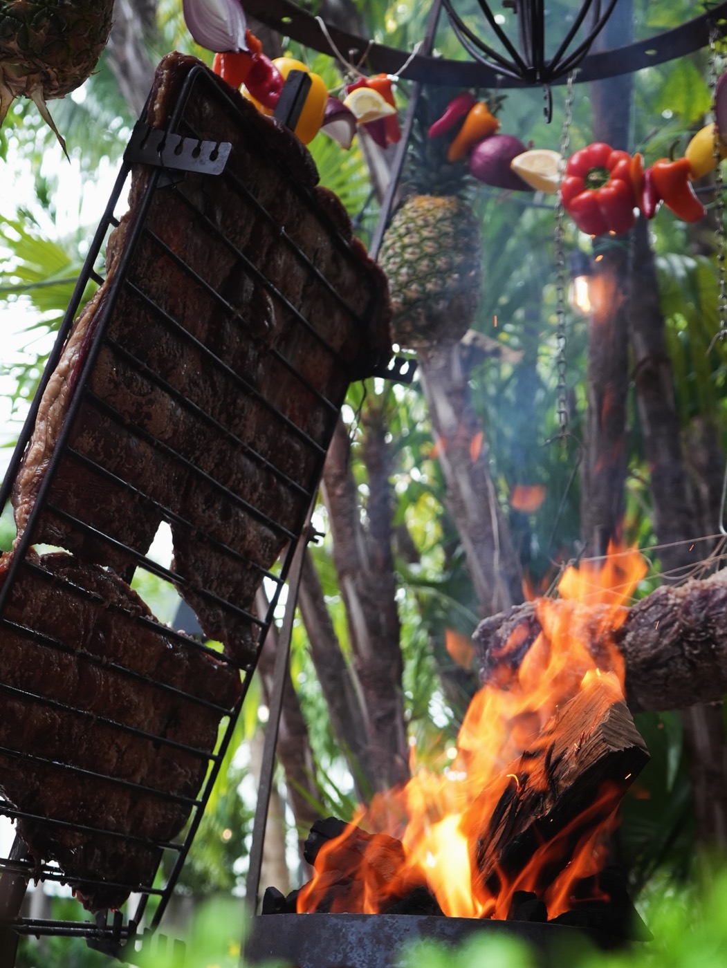 Asado on the cross in a garden